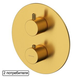 Изображение товара Смеситель Whitecross Y brushed gold Y1236GLB для душа, термостатический, на 2 потребителя, цвет брашированное золото