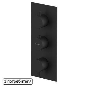 Изображение товара Смеситель Whitecross Y black Y1238BL для душа, термостатический, на 3 потребителя, цвет черный матовый