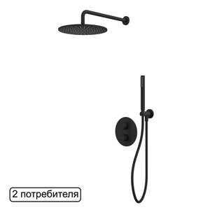 Изображение товара Душевая система Whitecross Y black YSET08BL, термостатическая, на 2 потребителя, цвет черный матовый