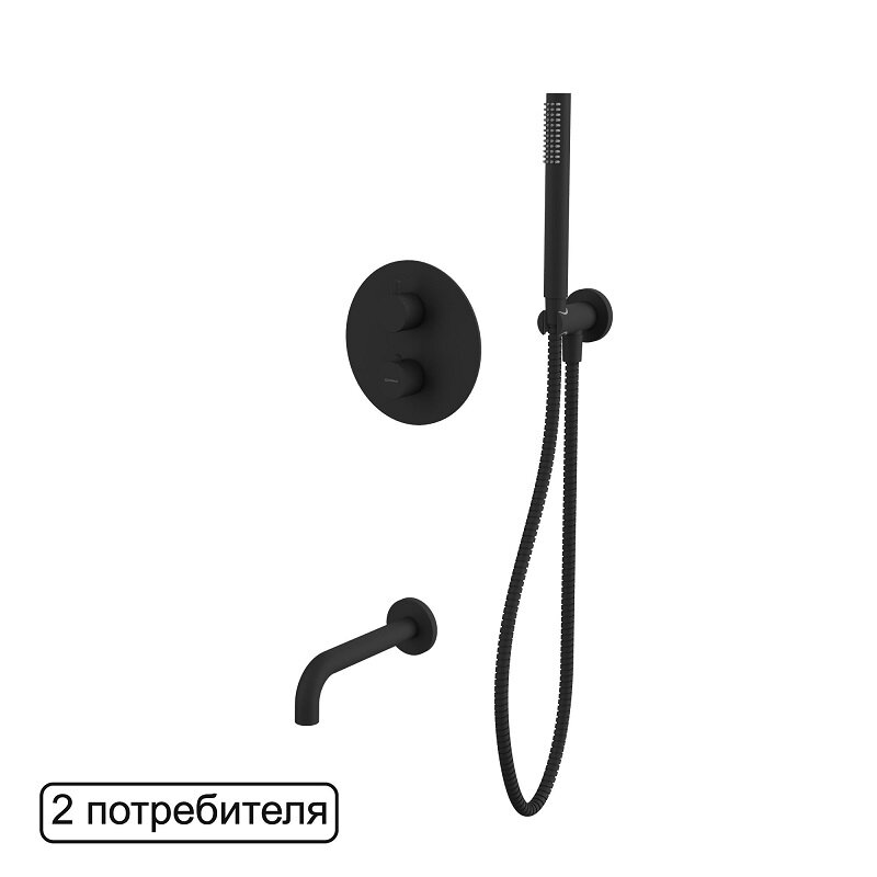 Изображение товара Душевая система Whitecross Y black YSET10BL, термостатическая, цвет черный матовый