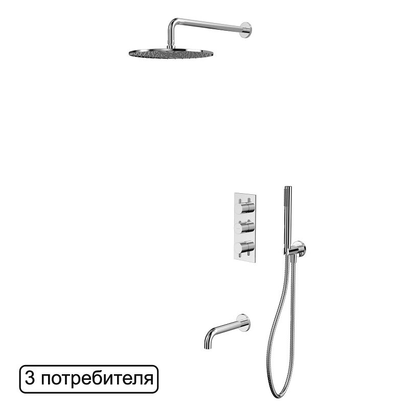 Изображение товара Душевая система Whitecross Y chrome YSET11CR термостатическая Изображение товара Душевая система Whitecross Y chrome YSET11CR термостатическая