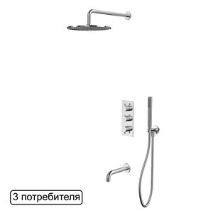Изображение товара Душевая система Whitecross Y chrome YSET11CR, термостатическая, на 3 потребителя, цвет хром