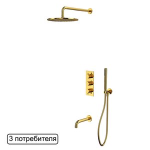 Изображение товара Душевая система Whitecross Y gold YSET11GL, термостатическая, на 3 потребителя, цвет золото