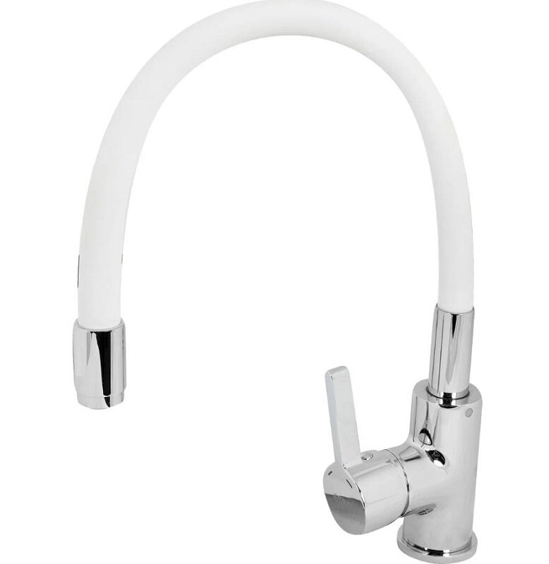 Изображение товара Смеситель для кухни Esko с гибким изливом, хром и белый, CL 519 W