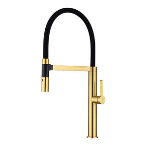 Изображение товара Смеситель Paulmark Leader Le214101-BG для кухонной мойки, с гибким изливом, цвет брашированное золото
