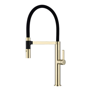 Изображение товара Смеситель Paulmark Leader Le214101-G для кухонной мойки, с гибким изливом, цвет золото
