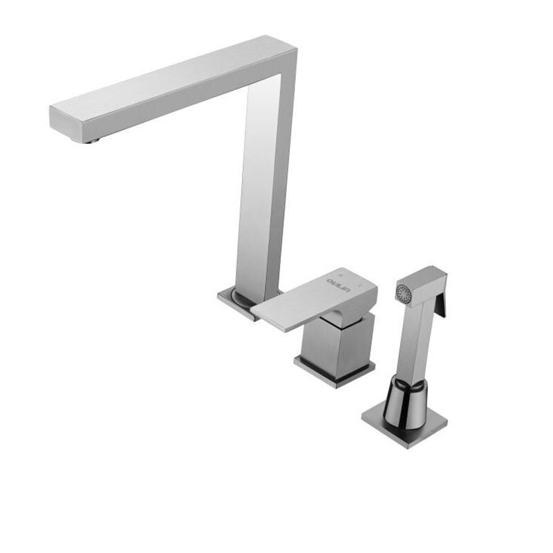 Изображение товара Смеситель для кухни Oulin OL-CS9622K с выдвижной душевой лейкой сатин