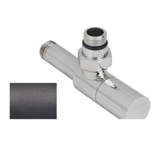 Изображение товара Вентиль угловой для полотенцесушителя G 1/2 дюйма нержавеющая сталь графит