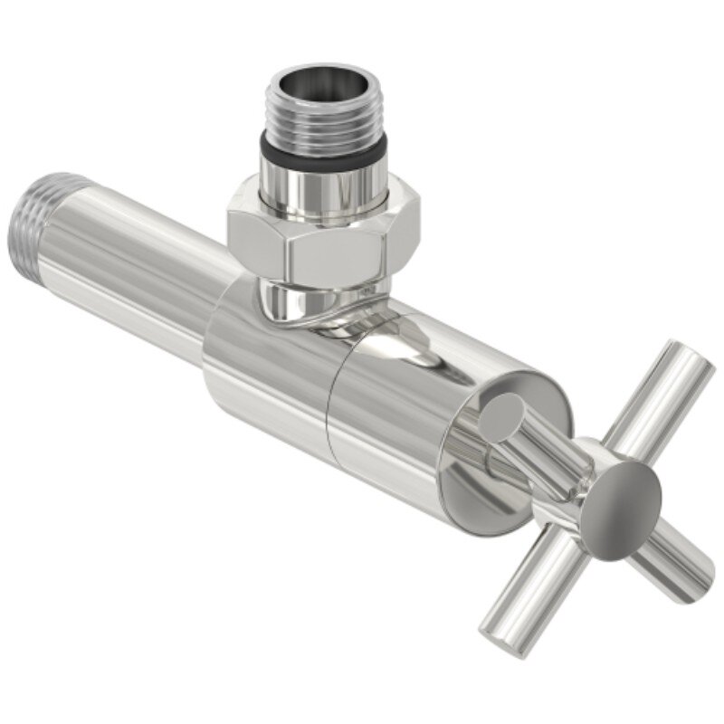 Изображение товара Угловой вентиль для полотенцесушителей G 1/2 НР х G 1/2 НР хром нержавеющая сталь