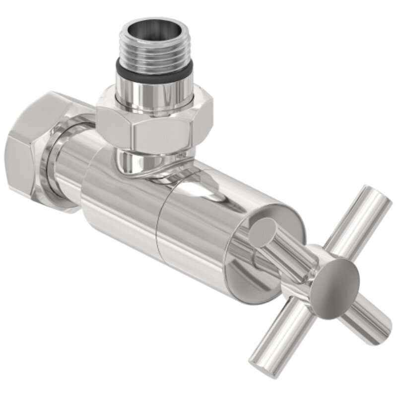 Изображение товара Вентиль Сунержа угловой крест G 1/2 дюйма НР G 3/4 дюйма НР хром для полотенцесушителей
