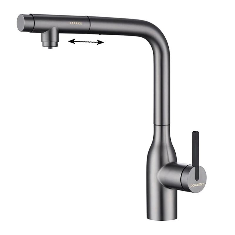 Изображение товара Смеситель Paulmark Viper Vi213105-GM для кухонной мойки, с подключением к фильтру, вороненая сталь