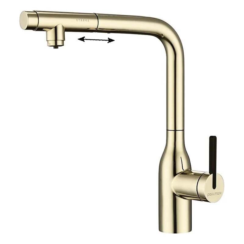 Изображение товара Смеситель Paulmark Viper для кухонной мойки с подключением к фильтру золото