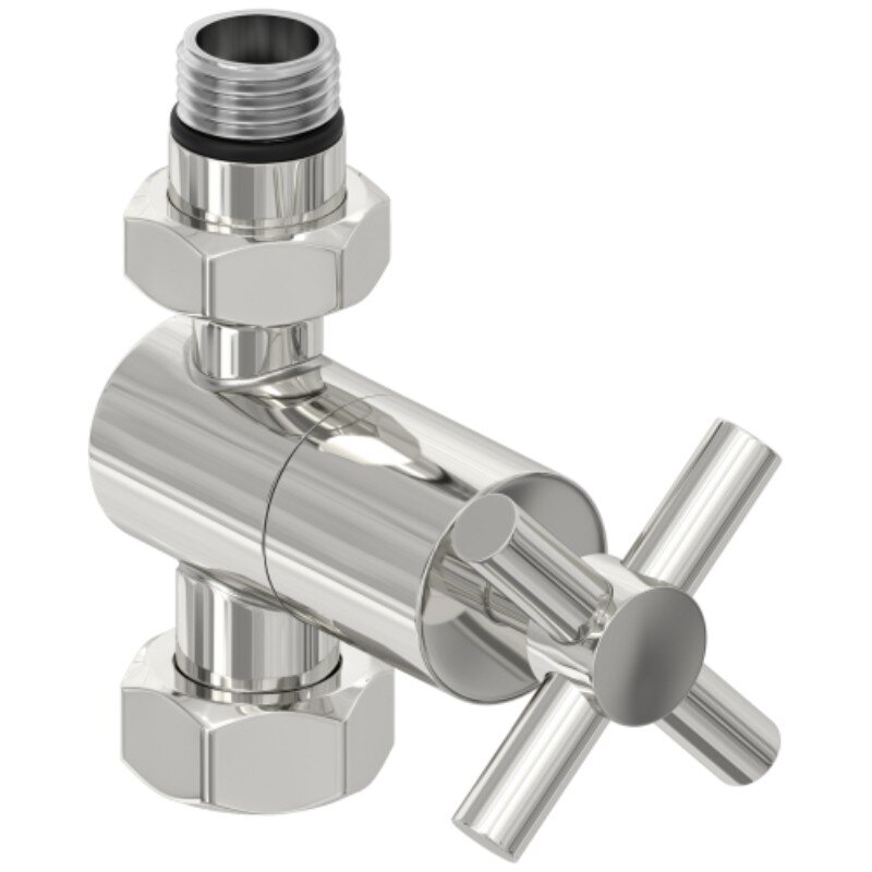 Изображение товара Вентиль Сунержа прямой крест G 1/2 дюйма НР x G 3/4 дюйма НР хром для полотенцесушителей