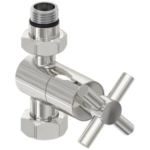 Изображение товара Вентиль Сунержа прямой крест G 1/2 дюйма НР x G 3/4 дюйма НР хром для полотенцесушителей