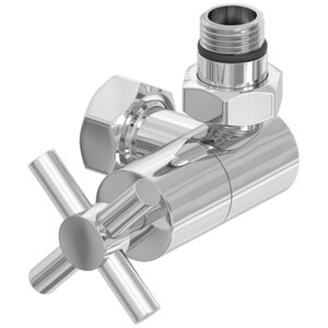 Изображение товара Вентиль Сунержа, крест, G 1/2 дюйма НР х G 3/4 дюйма НР, цвет хром, левый/правый, 00-1410-1234/00-1411-1234