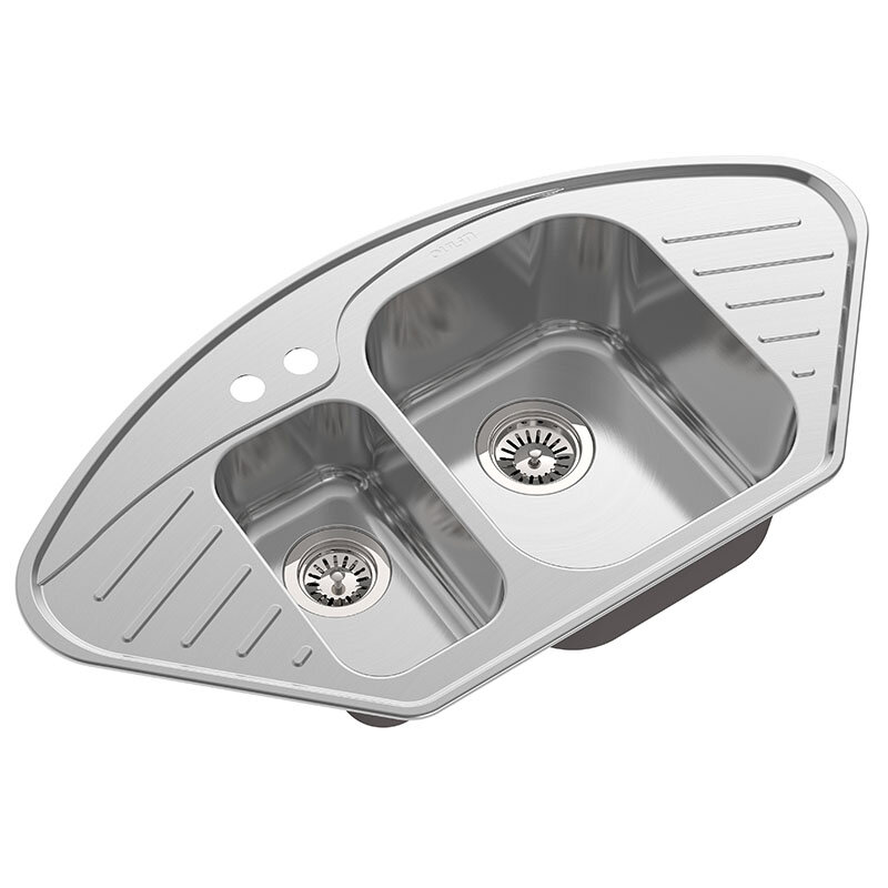 Изображение товара Кухонная мойка Oulin 96,7 см из нержавеющей стали сатин с двумя чашами
