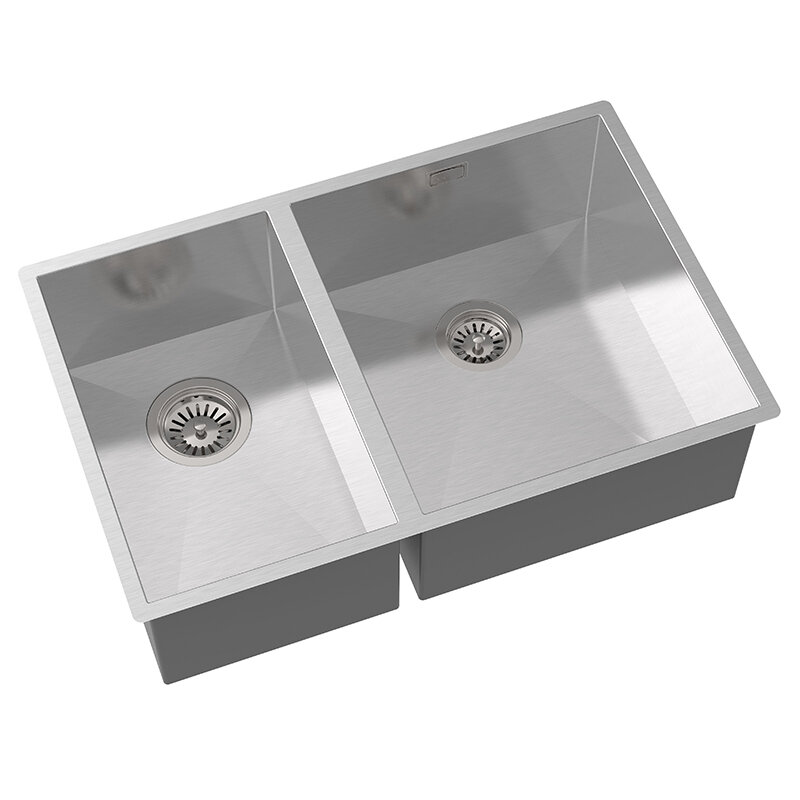 Изображение товара Мойка Oulin OL-F202, 2 чаши, нержавеющая сталь AISI 304, 75 см, сатин