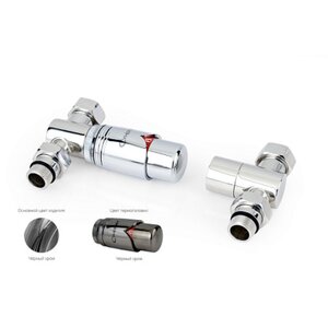 Изображение товара Автоматический терморегулятор Сунержа, прямой G 1/2 дюйма НР х G 3/4 дюйма, цвет черный хром, 01-1420-0000