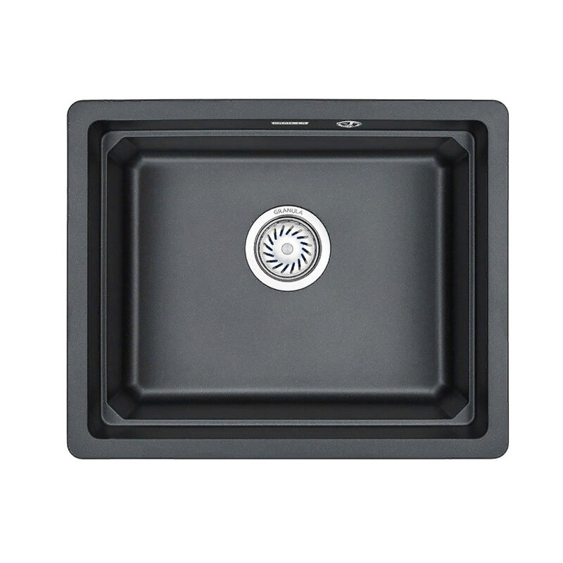 Изображение товара Кухонная мойка из кварца Granula KS-5501U черная, врезная, с ролл-матом