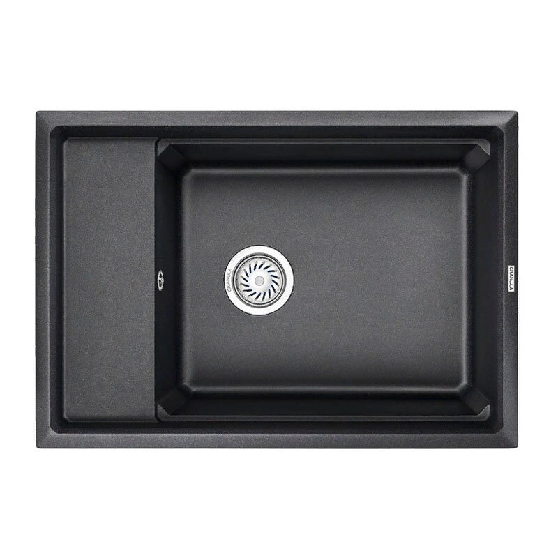 Изображение товара Кухонная мойка Granula KS-7305 с крылом, черная, кварц