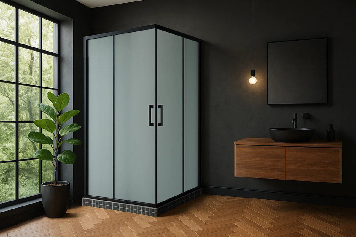 Изображение товара Душевой уголок Royal Bath HPD 80 x 75 х 200 см, матовое стекло, черный профиль