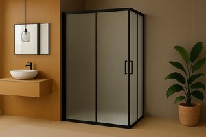 Изображение товара Душевой уголок Royal Bath HPD 100 x 85 х 200 см, стекло матовое, профиль черный, RB8510HPD-C-B