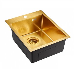 Изображение товара Мойка кухонная Емар Best 51 х 41 см, нержавеющая сталь, цвет Nano Gold, EMB-128A PVD Nano Gold (выставочный образец, без сливной арматуры, отсутствует упаковка)