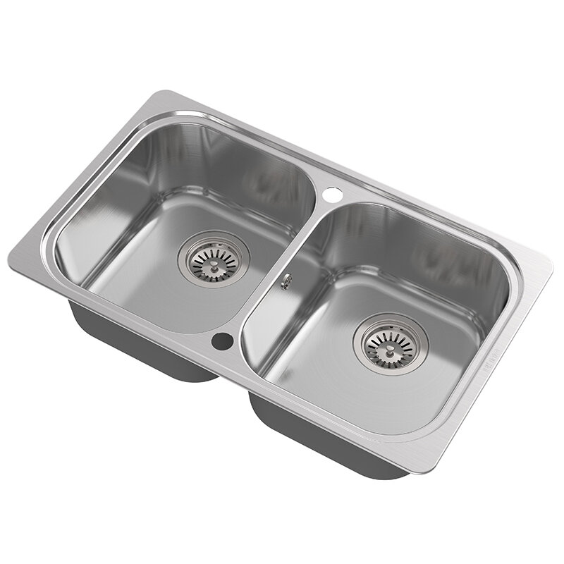 Изображение товара Мойка кухонная Oulin 78 см, нержавеющая сталь, цвет сатин, OL-S8905