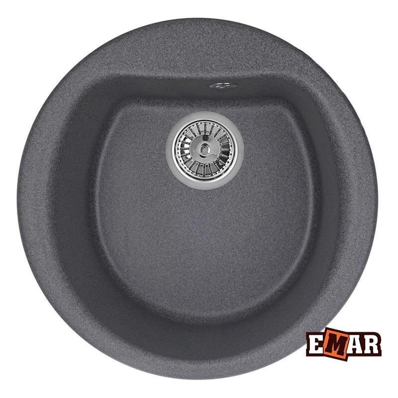 Изображение товара Мойка кухонная Емар Quartz 50х50 см антрацит искусственный камень врезная