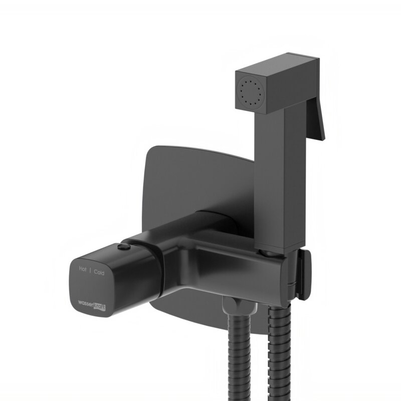 Изображение товара Гигиенический душ WasserKRAFT Nuthe 9138 с однорычажным управлением и черным матовым покрытием