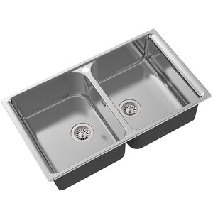 Изображение товара Кухонная мойка Oulin 86 см из нержавеющей стали с двумя чашами и шумоизоляцией