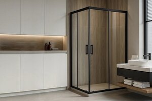 Изображение товара Душевой уголок Royal Bath HPD 115 x 75 х 200 см, стекло прозрачное, профиль черный, RB11575HPD-T-BL