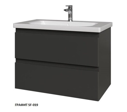 Изображение товара Тумба под раковину Caprigo Forte 80 см подвесная черная МДФ