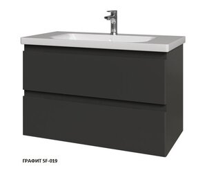 Изображение товара Тумба под раковину Caprigo Forte 90 см подвесная, черный (графит SF-019), 36113-SF-019