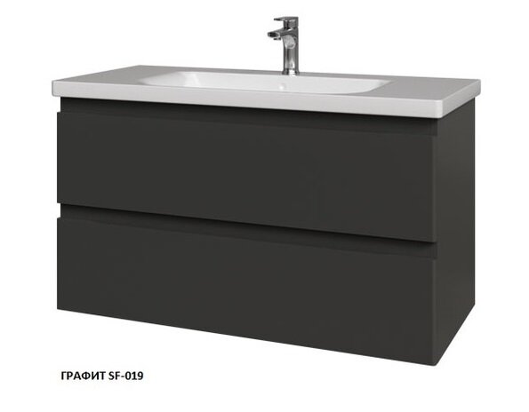 Изображение товара Подвесная тумба под раковину Caprigo Forte 100 см черная МДФ