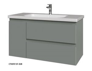 Изображение товара Тумба под раковину Caprigo Forte 100 см подвесная, 1 дверь слева, серый (стилл SF-028), 36115L-SF-028