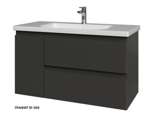 Изображение товара Тумба под раковину Caprigo Forte 100 см подвесная, 1 дверь слева, черный (графит SF-019), 36115L-SF-019
