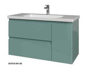 Изображение товара Тумба под раковину Caprigo Forte 100 см подвесная, 1 дверь справа, зеленый (волна MU-08), 36115R-MU-08