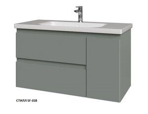 Изображение товара Тумба под раковину Caprigo Forte 100 см подвесная, 1 дверь справа, серый (стилл SF-028), 36115R-SF-028