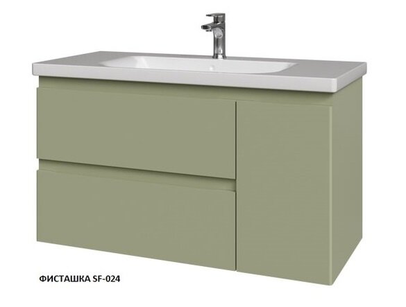 Изображение товара Подвесная тумба под раковину Caprigo Forte 100 см зеленая с ящиками и дверью