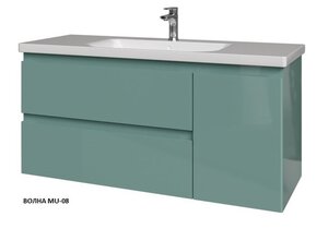 Изображение товара Тумба под раковину Caprigo Forte 120 см подвесная, 1 дверь справа, зеленый (волна MU-08), 36117R-MU-08