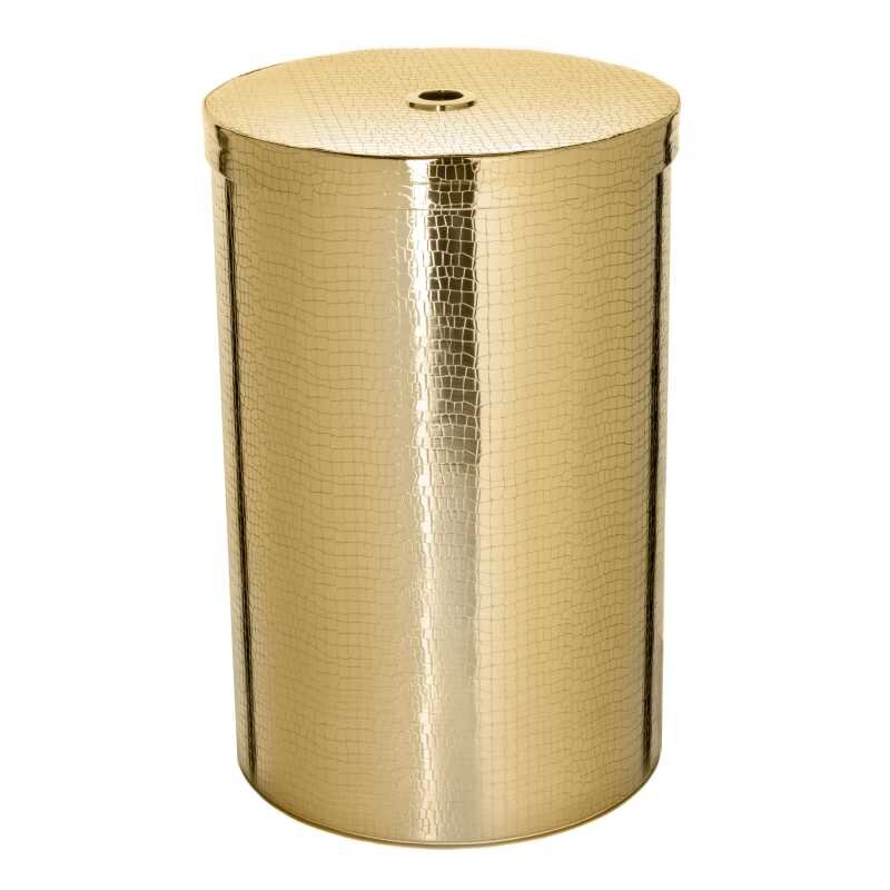 Изображение товара Корзина для белья Camelos GKr-R, круглая, золотая, текстура крокодил