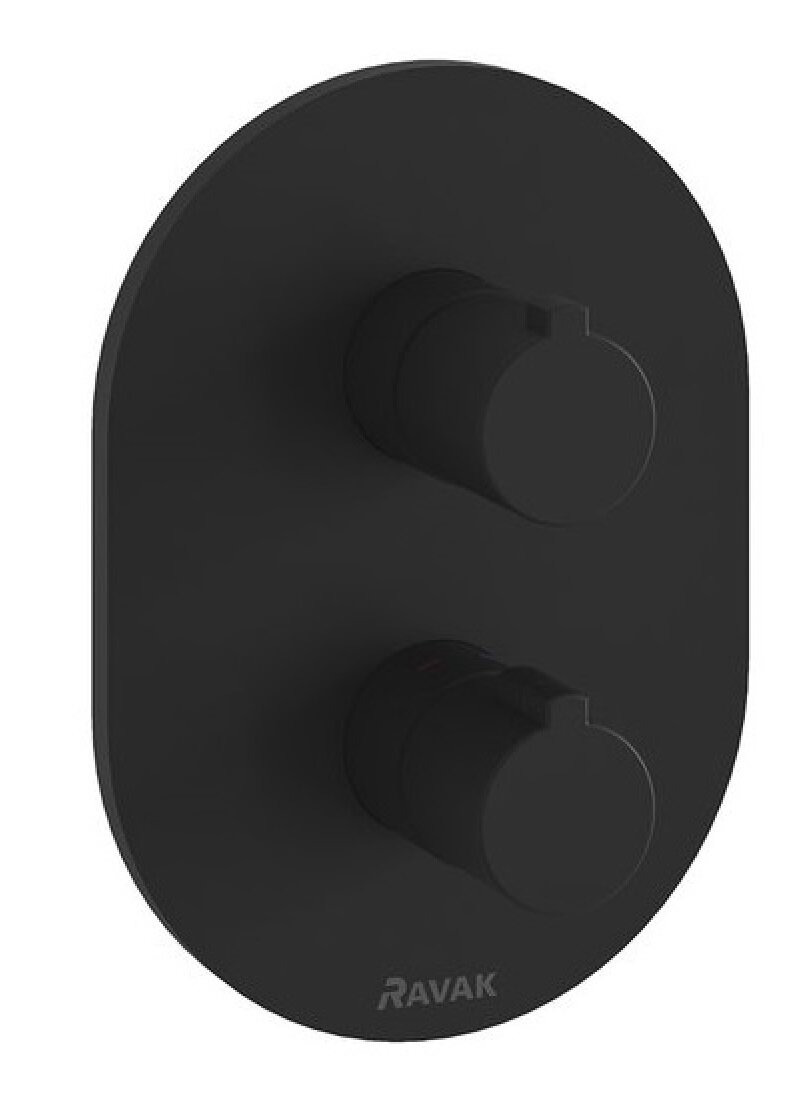 Изображение товара Смеситель Ravak Chrome CR 063.20BL термостатический, для ванны и душа, черный матовый, X070432
