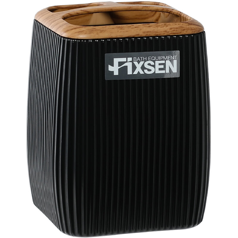 Изображение товара Стакан для зубных щеток Fixsen Black Wood FX-401-3, черный/светлое дерево, 401-3