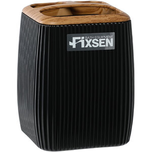 Изображение товара Стакан для зубных щеток Fixsen Black Wood FX-401-3, черный/светлое дерево, 401-3