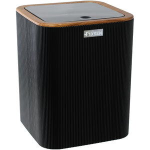 Изображение товара Ведро для мусора Fixsen Black Wood FX-401-6, 5 л, напольное, черный/светлое дерево, 401-6