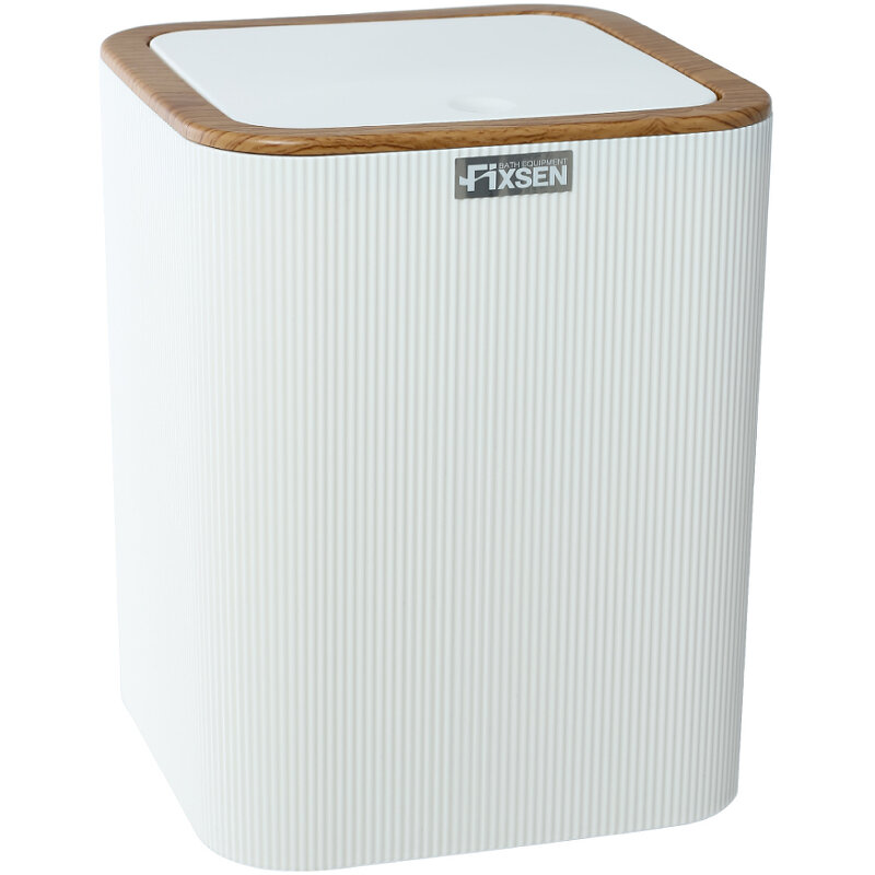 Изображение товара Ведро для мусора Fixsen White Wood FX-402-6, 5 л, напольное, белый/светлое дерево, 402-6
