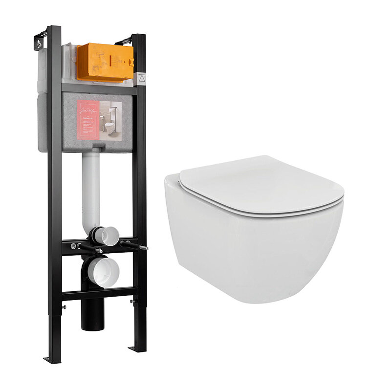 Изображение товара Инсталляция Jacob Delafon с унитазом Ideal Standard Tesi Aquablade безободковый