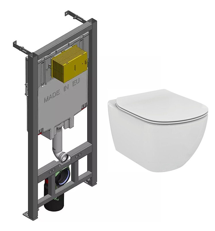 Изображение товара Инсталляция Jacob Delafon с безободковым унитазом Ideal Standard Tesi Aquablade
