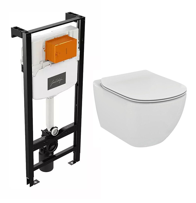 Изображение товара Инсталляция Jacob Delafon с безободковым унитазом Ideal Standard Tesi Aquablade